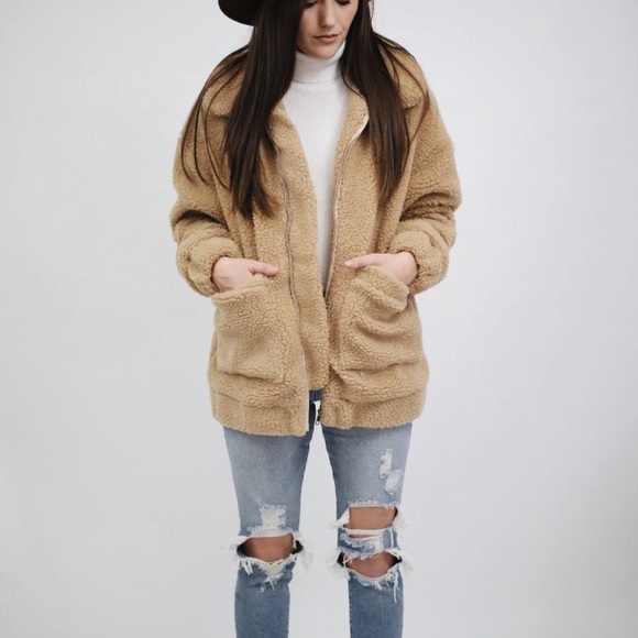 Show Me Your Mumu Cordelia Fleece Teddy Jacket Butterscotch - Picture 4 of 8